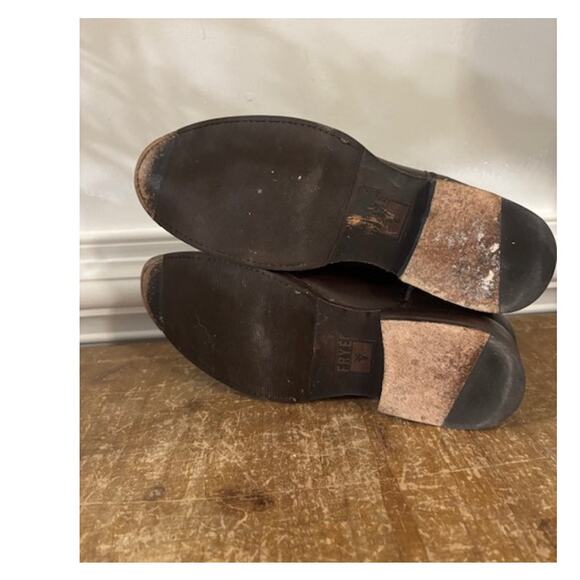 Frye Boots JAMIE STITCH Pull On Dark Brown Womens Size 8 Leather Short - Picture 6 of 9